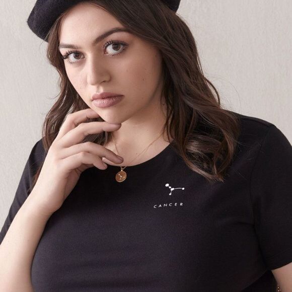 ADDITION Elle plus size 1X Black CANCER Zodiac t-shirt - Picture 3 of 7